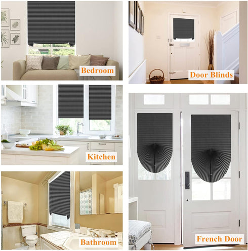 Window Blinds Cordless Blackout No Drill Cut to Size Clip On Stick On Self Adhesive Temporary Blinds Pleated Paper Blinds for Windows Doors Shades for Home Nursery Bedroom Kitchen Bathroom