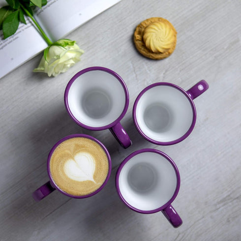 City to Cottage Handmade Ceramic Coffee Mug, Purple and White Polka Dot, 7 oz / 200ml, Unique Designer Gift for Tea