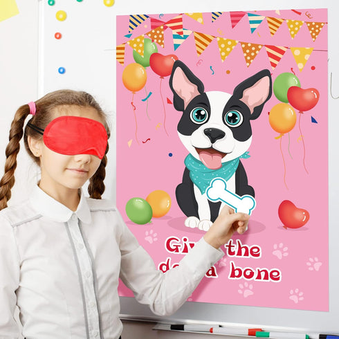 Pin The Bone on The Dog Party Game - 48 Pcs Bone for Dog Themed Birthday Party Supplies