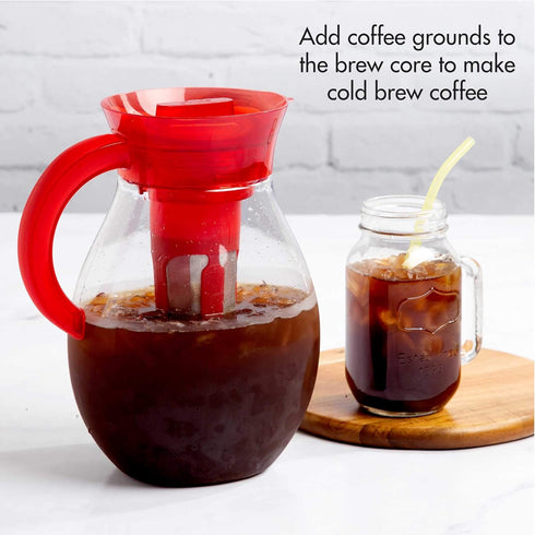 1-Gallon, Primula The Big Iced Tea Maker Tritan Plastic Infusion Beverage Pitcher with Leak Proof, Airtight Lid, Fine