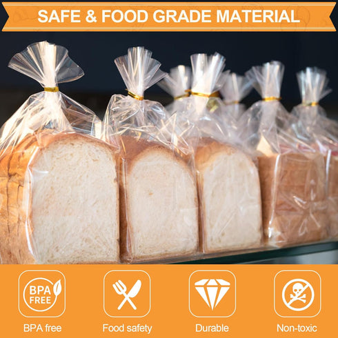 70 Pack 100 Pack 8" 4" 18" vivinin Bread Bags & Ties, x x Clear Bread Bags for Homemade Bread, Reusable Plastic Bread
