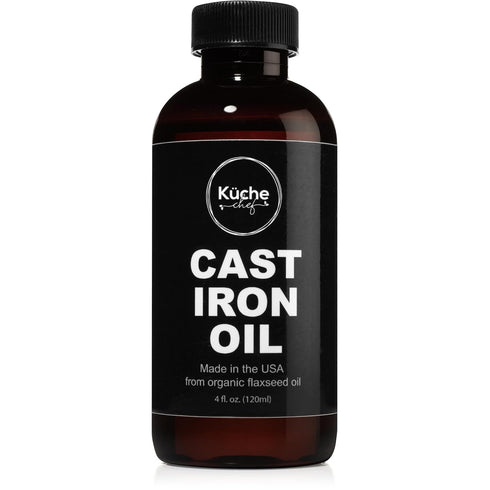 Organic Cast Iron Oil & Conditioner, Non-Stick Seasoning for All Cast Iron Cookware, 120ml Flaxseed Oil