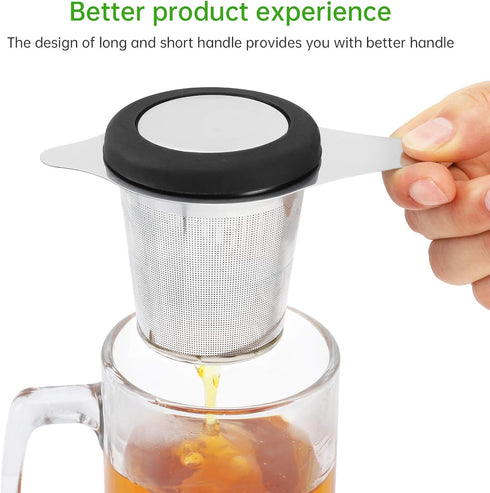 Two Pack Tea Infuser Basket, Stainless Steel Tea Strainer, Tea Filter with Small Strainer and Lid, Tea Diffuser for
