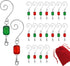 Christmas Ornament Hooks Set of 20, Red and Green Acrylic Jewels, Silver Wire Hangers, Decorative Scroll S-Hook