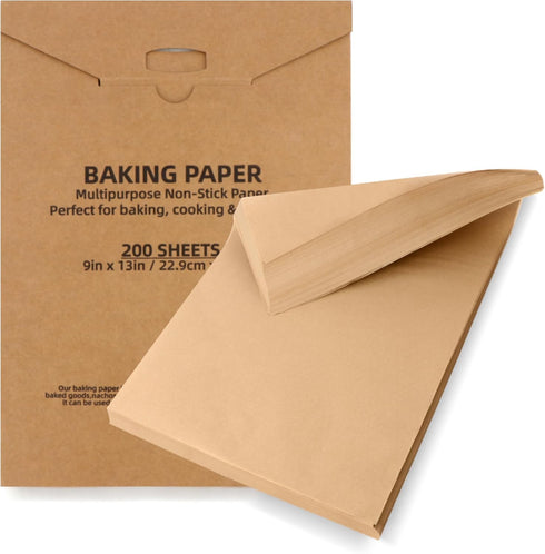 200 Pcs Non-Stick Parchment Paper Baking Sheets, 9"x13" Precut Bun Sheet Pan Liners for Baking, Grilling, Air Fryer