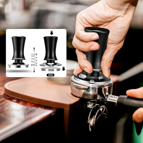 58mm Coffee Tamper for Espresso Machine, Spring-loaded with Built-in Sound Feedback, Stainless Steel Base