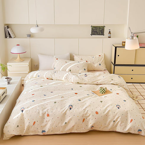 AOJIM Cute Duvet Cover Set for Kids Adults, Pure Cotton Comforter Cover
