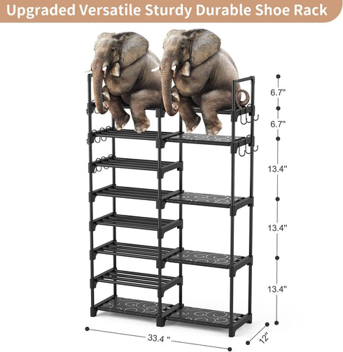 8-Tier Closet 26-32 15 ROJASOP Shoe Rack Organizer, Metal Shoe Rack for Entryway Garage, Pairs Tall Shoe Boot Storage