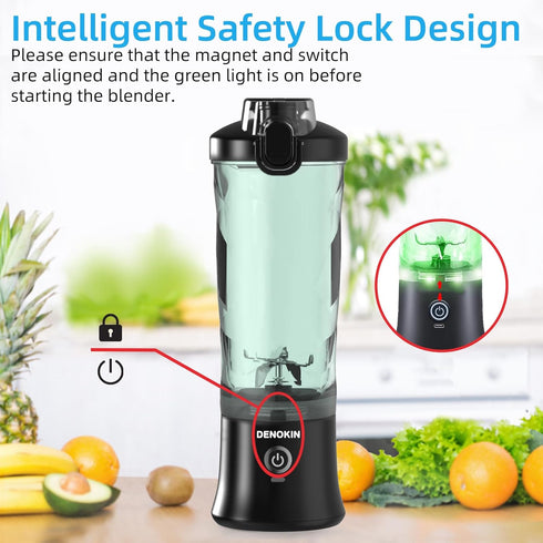 Portable Personal Size Blender for Shakes and Smoothies - 20 Oz Mini Blender with 6 Blades for Kitchen and Travel