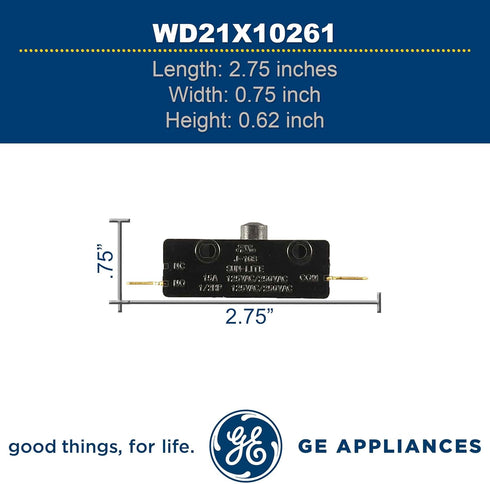 GE Genuine OEM All Purpose Switch/Interlock Switch for Dishwasher, WD21X10261