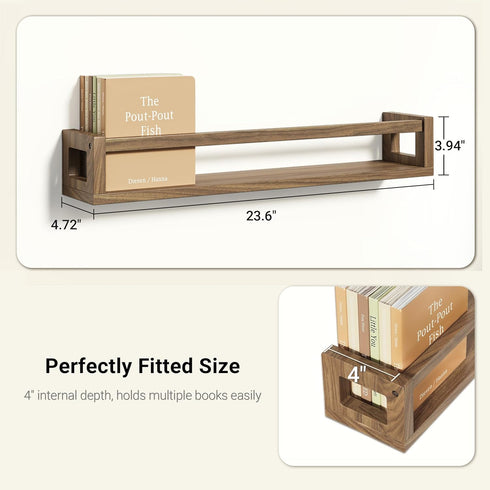 24 Inch TidyCorner Upgraded Thick Floating Shelves - Multi-Use Wall-Mounted Bookshelves for Kids and Nursery, Ideal