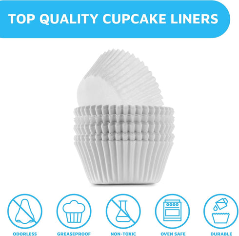MontoPack White Cupcake Liners, 400 Standard Size Baking Cups, Greaseproof Muffin Liners for Desserts