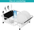 iPEGTOP Expandable Multifunctional Dish Drying Rack, Over The Sink or On Counter Dish Drainer with Black Utensil Holder