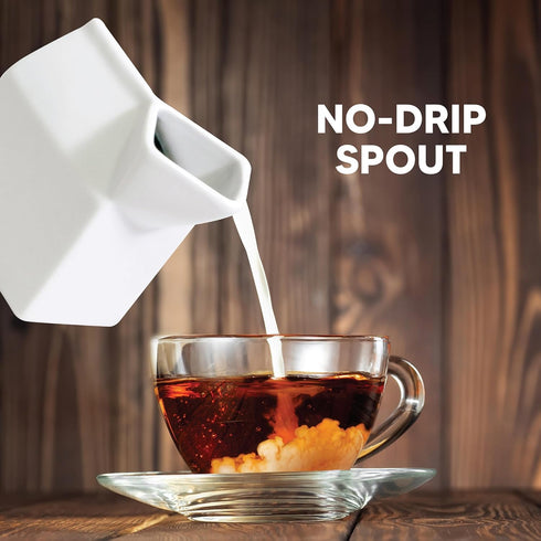 HIC Kitchen Milk Carton Creamer - Fine White Porcelain, 6-Ounces