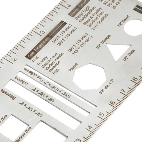 Culinary Ruler Stainless Steel Mini Cutting Reference Template, Essential Kitchen Tool for Cooking Measurement