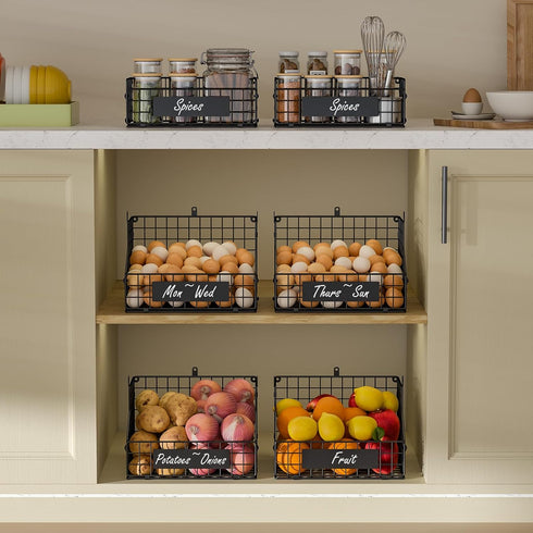 Countertop 3 Countertop/Wall-Mounted, keomaisyto Egg Holder with Nameplate to Separate Eggs, Tier Stackable Wire