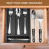 Small Cutlery Tray Narrow Wooden Silverware Organizer 12" x 6.7" Spoon Drawer Kitchen Utensil Tray for Drawer Insert Bamboo Cutlery Drawer Organizer Black Wood Silverware Tray Flatware Organizer by Ayiaren