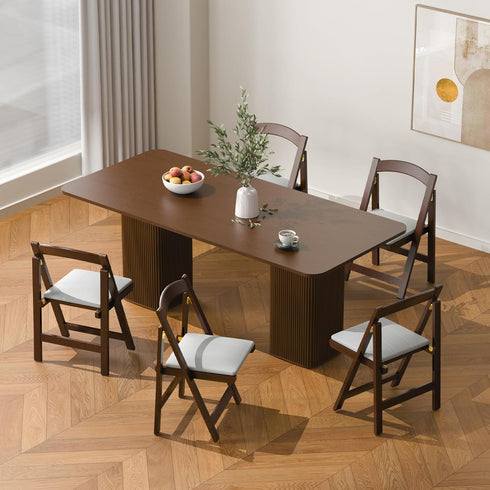 VTV Commercial Wooden Folding Chairs with Padded Cushion,Foldable Portable Chair Bamboo Folding for Indoor and Outdoor