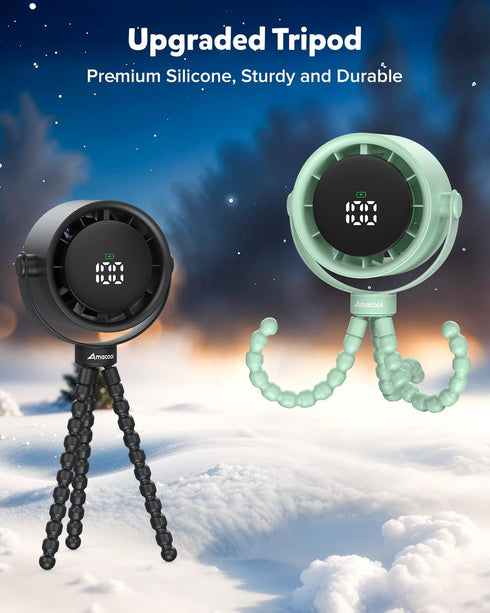 17H 5 360Rotate AMACOOL Baby Stroller Fan, Rechargeable Portable Clip on Fan, Cooling with Speeds, LED Display