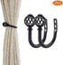 2 Pack Curtain Holdbacks, ULIFESTAR U Shaped Wall Mounted Tieback Hooks for Home Decor (Black)