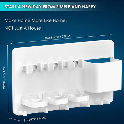 simpletome Adhesive Electric Toothbrush Holder, Wall Mounted Razor Hanger Bathroom Organizer (White)