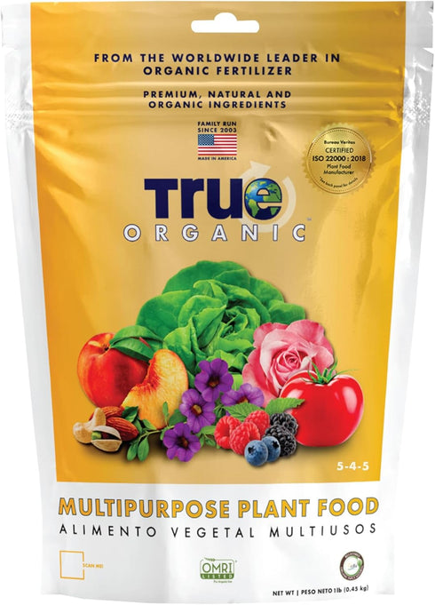 True Organic Multipurpose Plant Food All-Natural Fertilizer for Fruits, Vegetables, Flowers, and