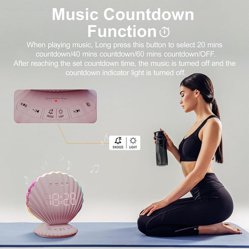 Loud Alarm Clock for Heavy Sleepers - Portable Bluetooth Speaker with White Noise Machine, RGB Night Light with Music