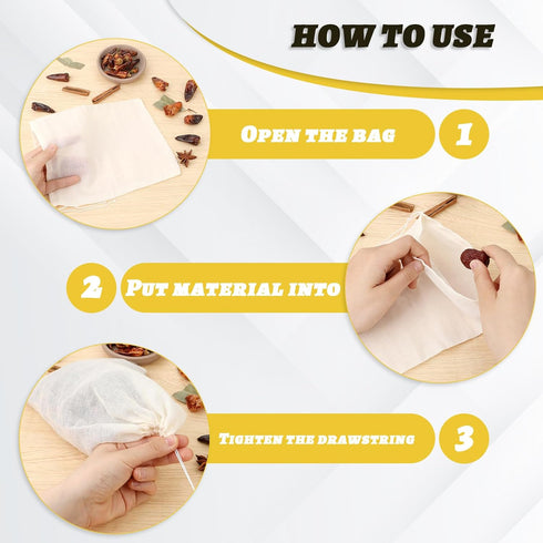 24PCS 6x8 Inch Spice Bags for Cooking, Reusable Muslin Drawstring Soap Bags for Loose Tea and Cheese Cloth Straining