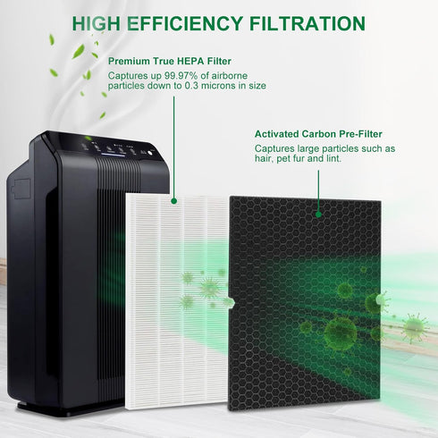 116130 replacement filter, Laukowind 116130 Filter H Replacement for Winix 5500-2 Air Purifier and Models AM80-2, Includes 1 Pack Ture HEPA Filters and 1 Pack Activated Carbon Pre-filters (1 Sets)
