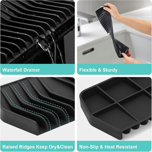 AUPTIM Counter Extended Silicone Soap Dish for Shower Bar Soap Holder Soap Tray, Self Draining Soap Dish Soap Saver