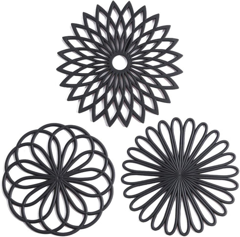 Set of 3 Silicone Trivet Mats - Hot Pot Holder for Table & Countertop, Non-Slip & Heat Resistant Kitchen Hot Pads