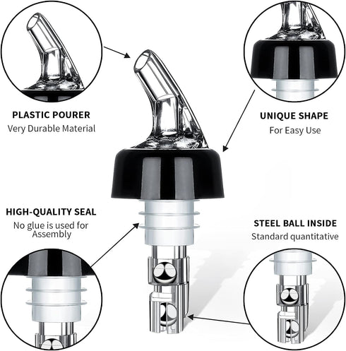 Automatic Measured Bottle Pourer, Quick Shot Spirit Measure Pourer, 1oz/30ml (4 pack) for Home Bar Tools