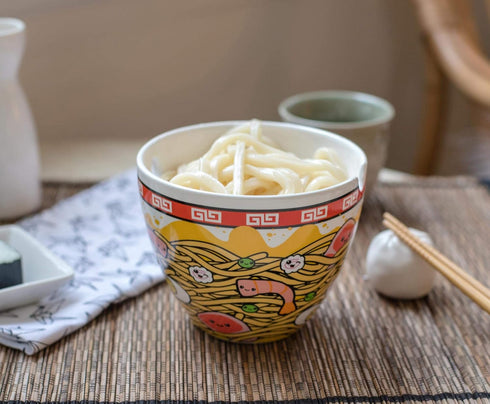 Toynk Sunken Noodles Japanese Ceramic Dish Set | 16-Ounce Ramen Bowl and Chopsticks Set