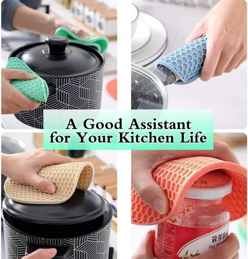 5 Pcs Round Silicone Trivets: Extra Thick Heat Resistant Kitchen Mats, Honeycomb Rubber Hot Pads for Hot Dishes