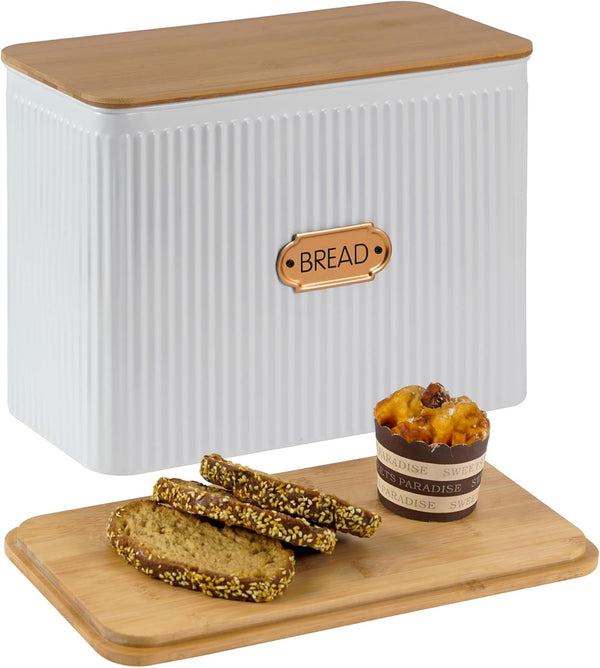 HOME PALETTE Extra Large Bread Box for Kitchen Countertop Corner Breadbox for Homemade Bread