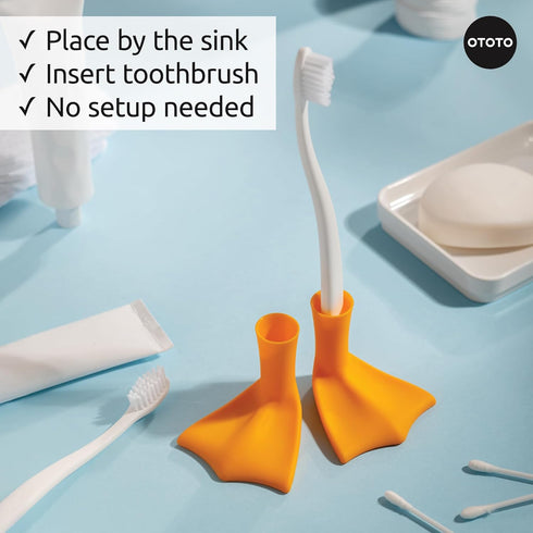 2pk OTOTO Duck-Clean Toothbrush Holder - Duck Leg Bathroom Organizer, Funny White Elephant Gifts for Adults - Makeup