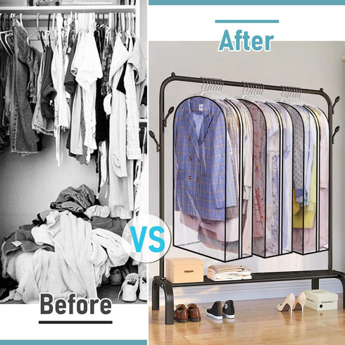 MISSLO 10" Gusseted All Clear Garment Bags, 40" Suit Bags for Closet Storage, 3 Packs for Hanging Clothes