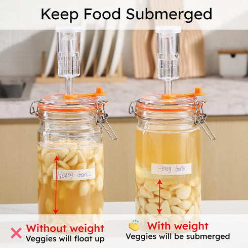 1 Pack 2 JILLMO Liter Fermentation Jar, Glass Fermenting Kit with Weight for Making Sauerkraut, Hot Sauce, Mead, Cider