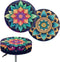 Jeiento Bohemian Stool Covers Green Boho Mandala Round Stool Cushion Cover Elastic Bar
