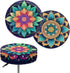 Jeiento Bohemian Stool Covers Green Boho Mandala Round Stool Cushion Cover Elastic Bar