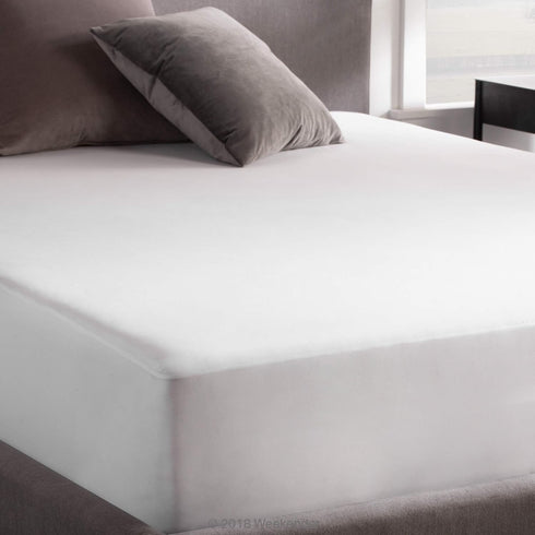 WEEKENDER Fitted Jersey Mattress Protector with Quiet Waterproof Barrier - Full, White