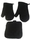 Kitchen Oven Mitt Pot Holder Set, Kitchen Linens, Oven Mitt Pot Holder Pack, Black