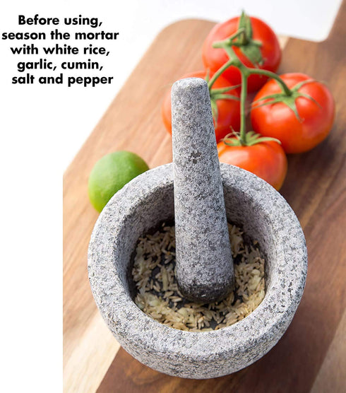 Kota Japan 6 2 Set Heavy Granite Cup Mortar & Pestle Natural Stone Molcajete Bowl and Grinder for Spices, Herbs