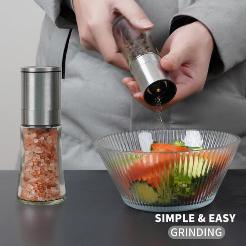 Bunchtou 1pk Original Stainless Steel Pepper Grinder or Salt Mill - Coarseness Adjustable Sea Salt Grinder or Pepper
