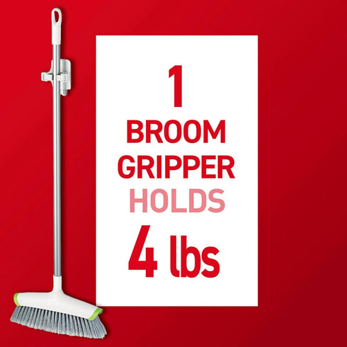Command 2 4 Closet, 4 lb Broom Grippers, Hangers and Strips, Damage-Free Mop and Broom Holder Wall Mount, Household