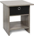 Furinno Dario End Table / Night Stand with Bin Drawer, 1-Pack, French Oak Grey/Black