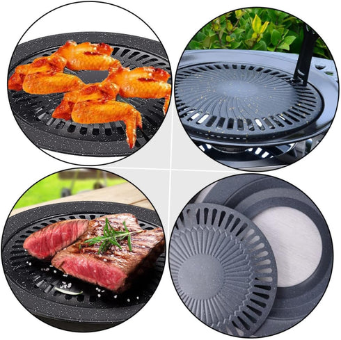 Portable Gas Stove Iron Baking Pan, Korean BBQ Grill Pan, Cast Iron Baking Dishes for Ovens