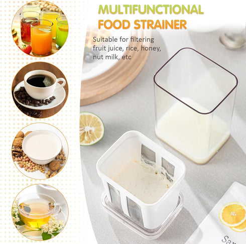 1800ML (61 Oz) Yogurt Strainer, Small Fine Mesh Strainer, Rice Tea Juicing Food Sieve Strainer, Thick Greek Yogurt Milk
