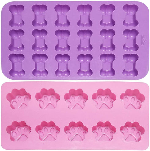 Silicone Molds for Dog Treats - Puppy Dog Paw and Bone Mold, Non-Stick Food Grade, Cupcake Baking
