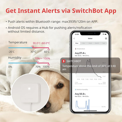 SwitchBot WiFi Hygrometer Thermometer with Hub, Indoor Wireless Temperature Humidity Sensor, Compatible with Alexa